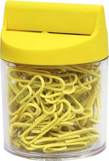 Victory Office Product SPINACZE BIUROWE VICTORY OFFICE 28MM 100 SZT. OKRĄGŁE POWLEKANE ŻÓŁTE POJEMNIK MAGNETYCZNY