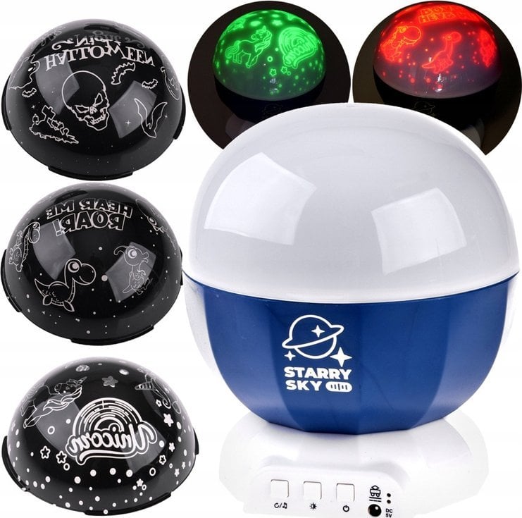 Jokomisiada Lampka projektor RBG dinozaury jednorożce Halloween 3 wzory muzyka ZA4700