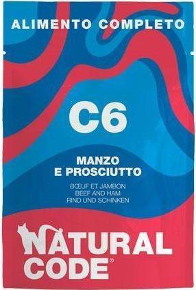 Natural Line s.r.l NATURAL CODE KOT sasz.70g C6 WOŁOWINA I SZYNKA