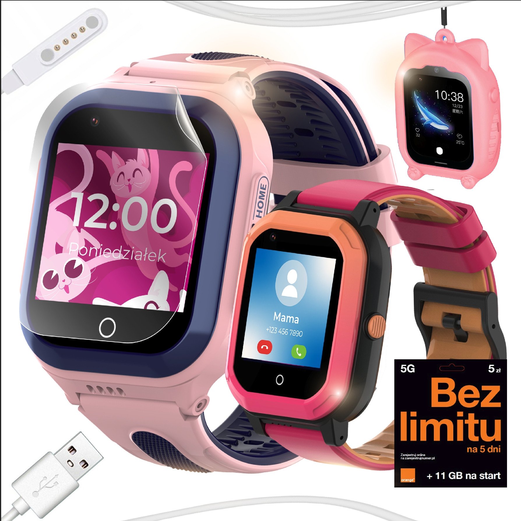 SMARTWATCH ZEGAREK DLA DZIECI ROZMOWY GRY WIADOMOŚCI GPS TELEFON