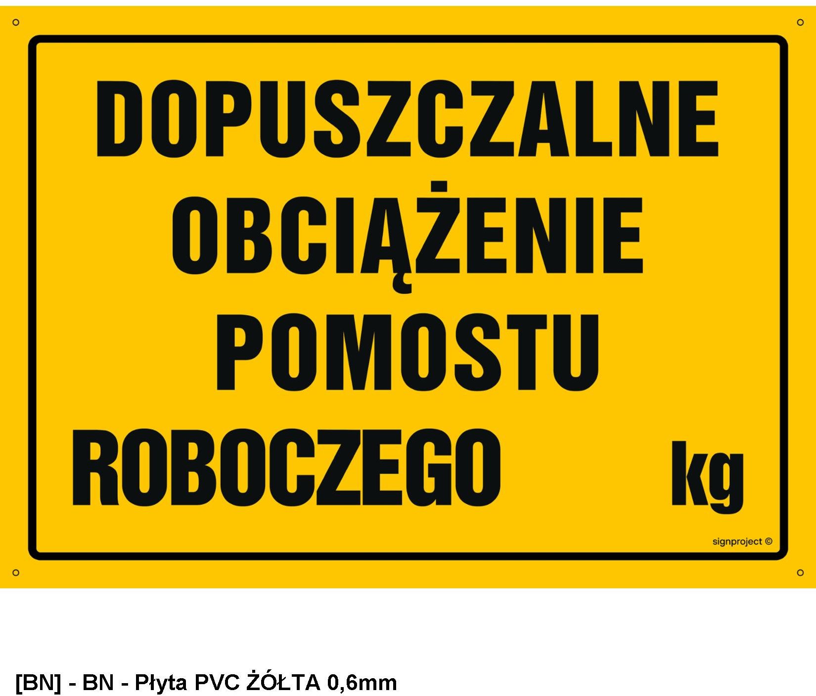 OA054 - Dopuszczalne obciążenie pomostu roboczego 450x320