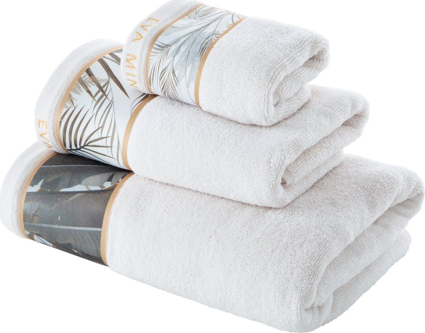 Ręcznik kąpielowy bawełniany z ozdobną bordiurą Eva Minge2 70X140 biały