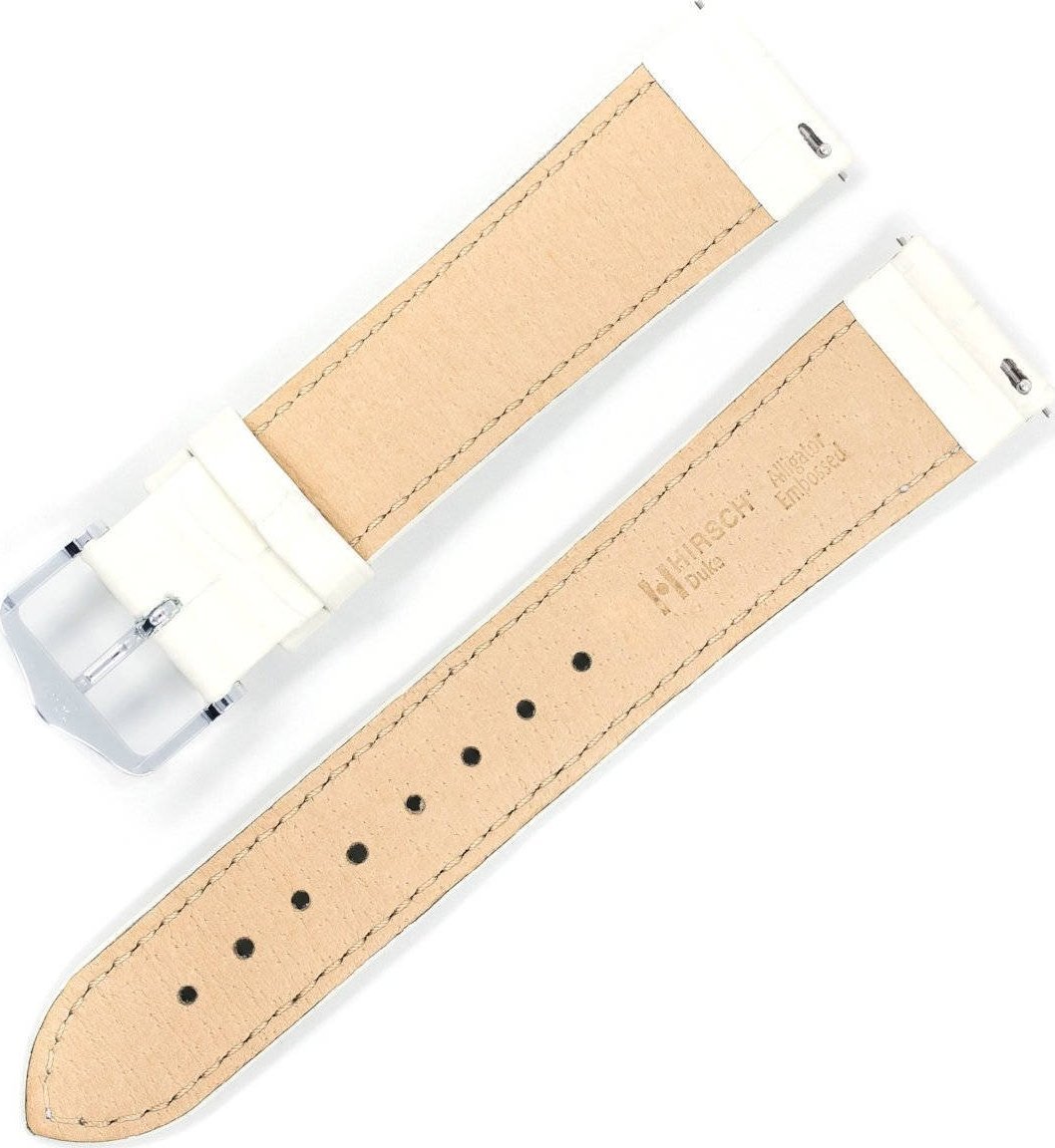 Hirsch Biały pasek skórzany 18 mm HIRSCH Duke 01028001-2-18 (L)