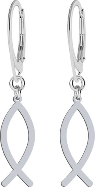 MEJK Jewellery Kolczyki Srebrne z Rybą Ichtys