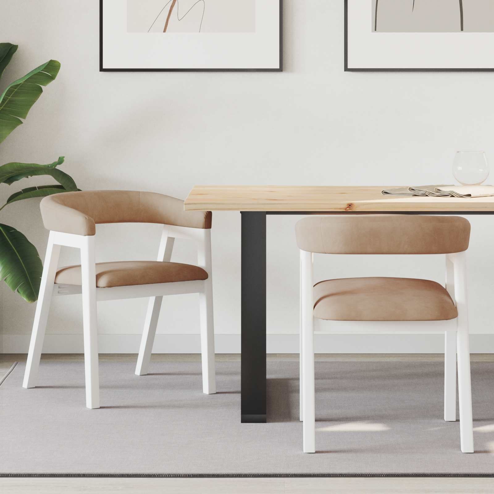 vidaXL Krzesła do jadalni 2 pcs Biały 54 x 57 x 73 cm Drewno gumowe