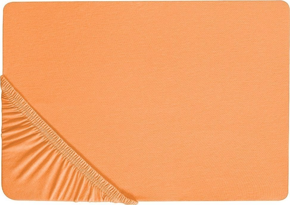 Beliani Bawełniane prześcieradło z gumką 140 x 200 cm pomarańczowe JANBU