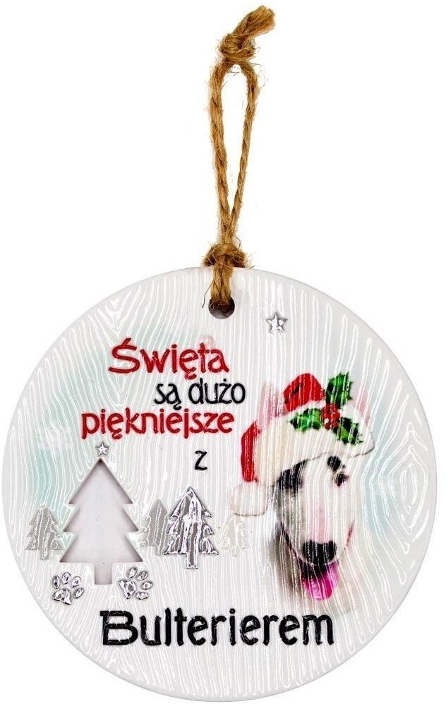 Zawieszka ceramiczna Boże Narodzenie Bulterier
