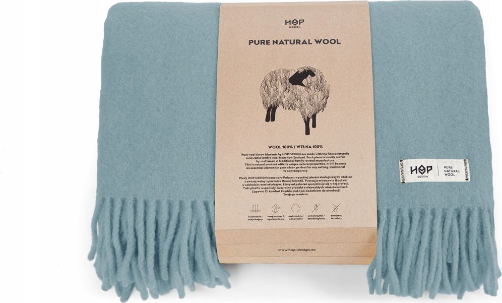 HOP Koc Yeti HOP Design z wełny 145x205 Błękitny