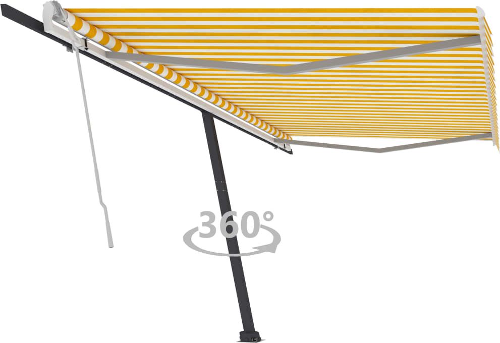 vidaXL Wolnostojąca, ręcznie zwijana markiza, 500x300 cm, żółto-biała