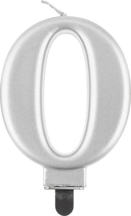 GoDan Świeczka urodzinowa "0" srebrna 8cm