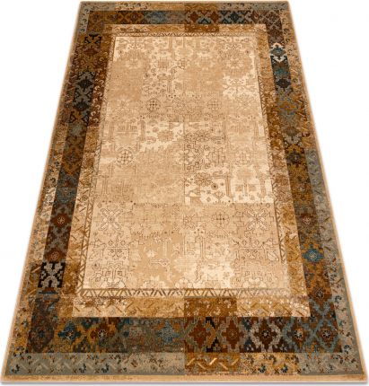 Dywany Łuszczów Dywan wełniany OMEGA LUMENA etno, przecierany kamel, 170x235 cm