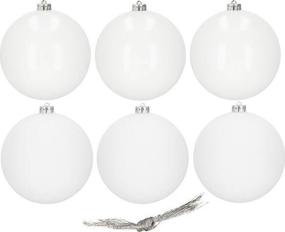 Springos Bombki choinkowe 6 szt. ozdoby świąteczne zestaw 10 cm białe UNIWERSALNY