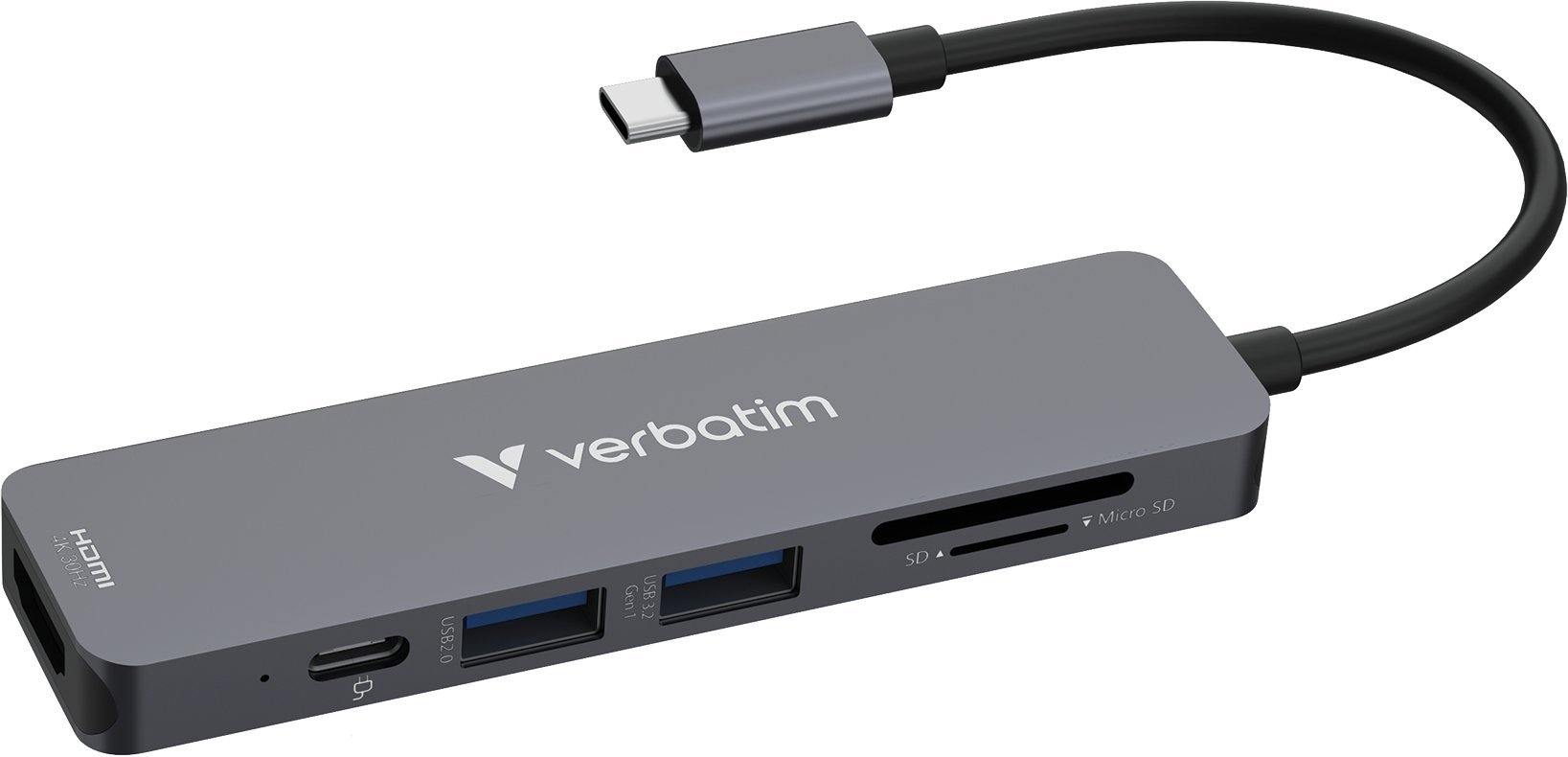 Hub USB Verbatim Multi Port Essentials USB-C PD, USB-A 3.0, USB-A 2.0, HDMI, SD/microSD