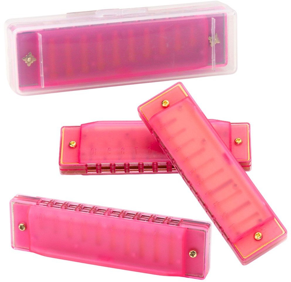 Harmonijka Ustna 10-Otworowa Dla Dzieci Początkujących Etui Różowa LEAN TOYS