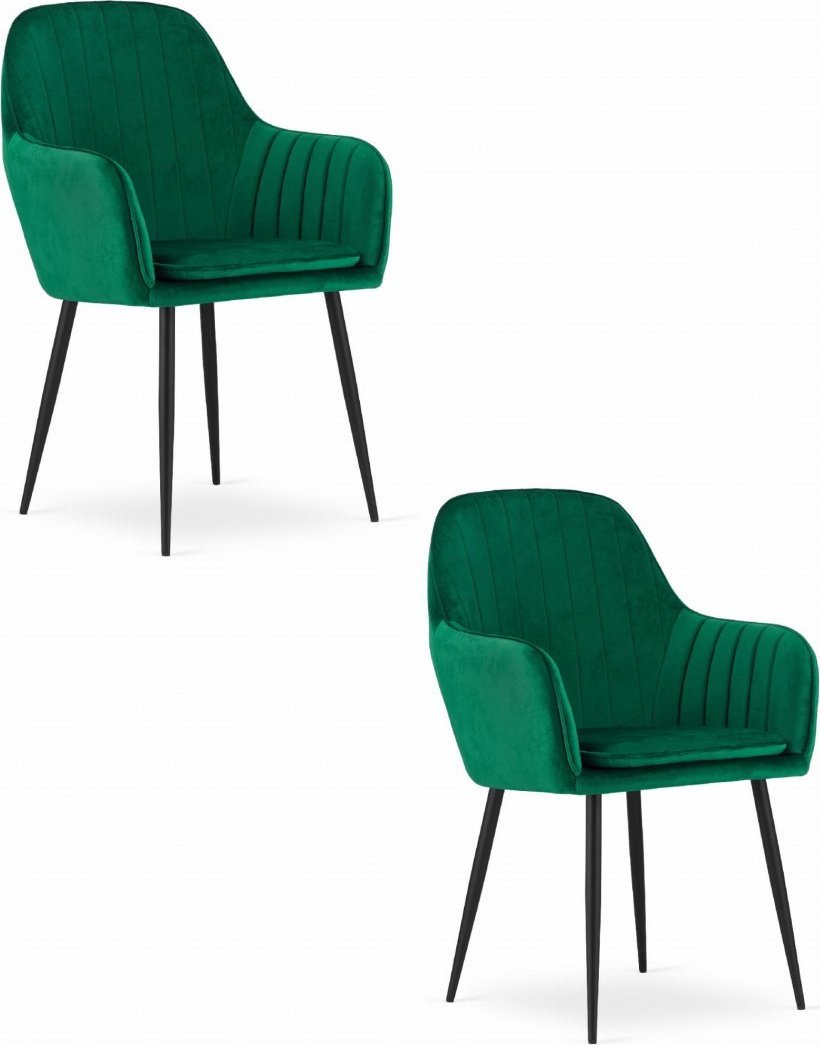 Leobert Krzesło LUGO - aksamit zielony / nogi czarne x 2