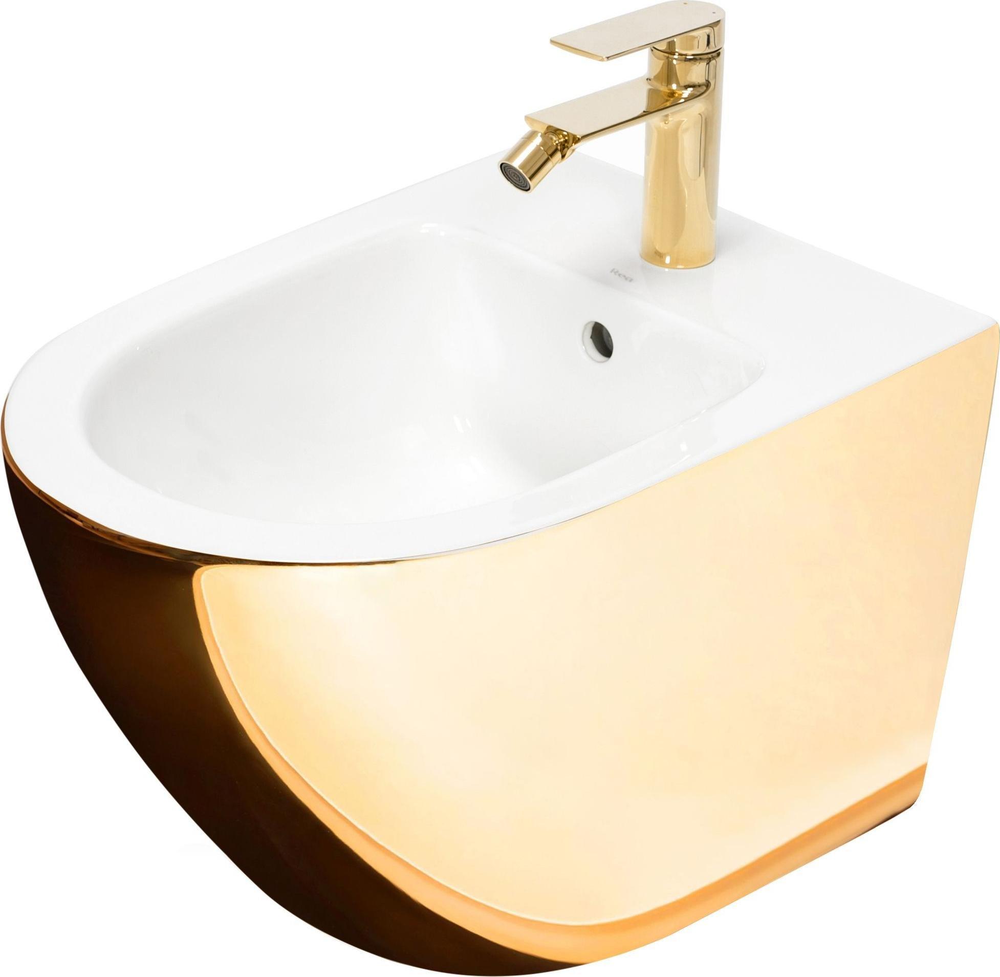 Bidet Rea Rea Bidet podwieszany Rea Carlo Mini Gold White