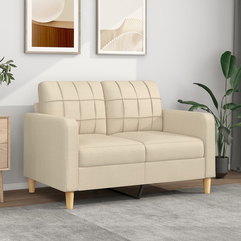 vidaXL VidaXL 2-osobowa sofa, kremowa, 120 cm, tapicerowana tkaniną