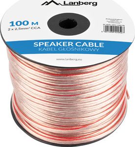 Przewód Lanberg głośnikowy 2x2.5mm2 100m przezroczysty