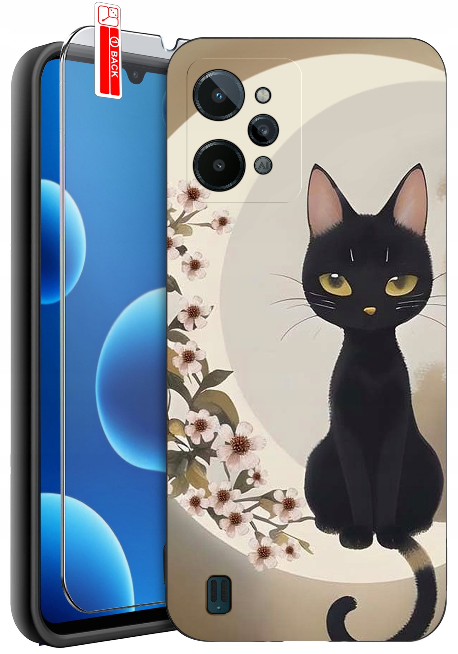 ETUI do Realme C31| WZORY | SILIKONOWE MATT CASE + SZKŁO 9H