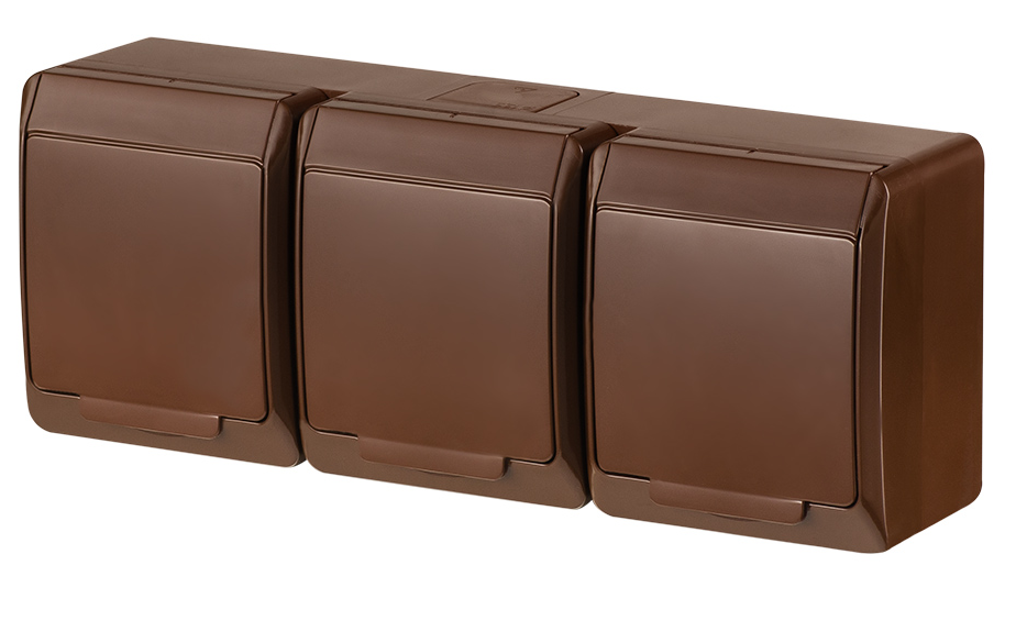 Elektro-Plast Gniazdo natynkowe GNT Hermes 3x2P + Z z klapką brązowe (0323-06)