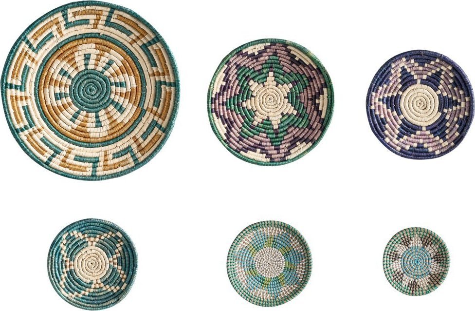 Beliani Zestaw 6 dekoracji ściennych z trawy morskiej wielokolorowy NAMDINH