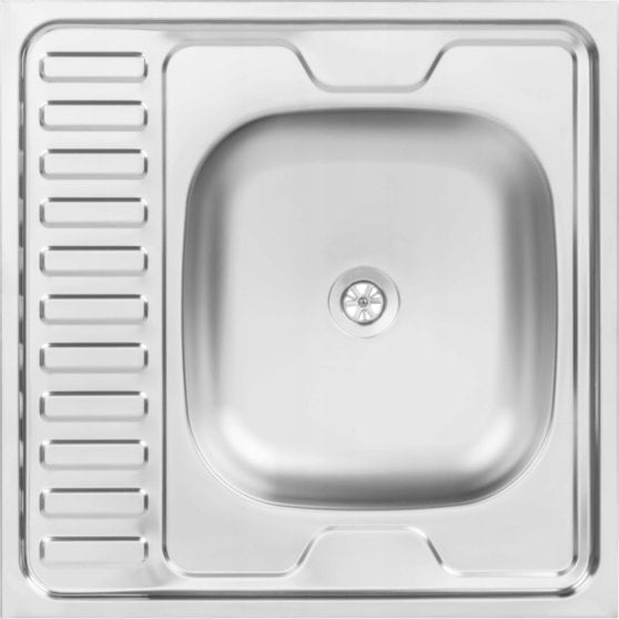 Zlewozmywak Kuchinox SK6_013T / KUCHINOX / ZLEW / 60 STALOWY NAKŁADANY 60X60 1KOM Z PÓŁOC. GŁADKI (INOX) + SYFON (OKS_B13Y) /