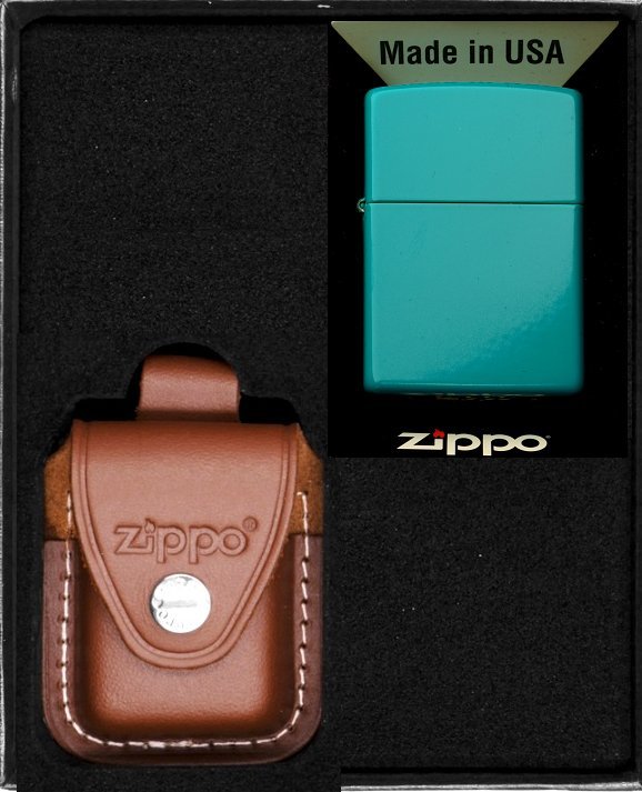 Zestaw ZIPPO Zapalniczka REG FLAT TURQ Prezentowy No2