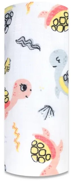 Pielucha tetra druk 70/80 Żółwie szare łososiowe 1 szt. 3551 Ega Kids