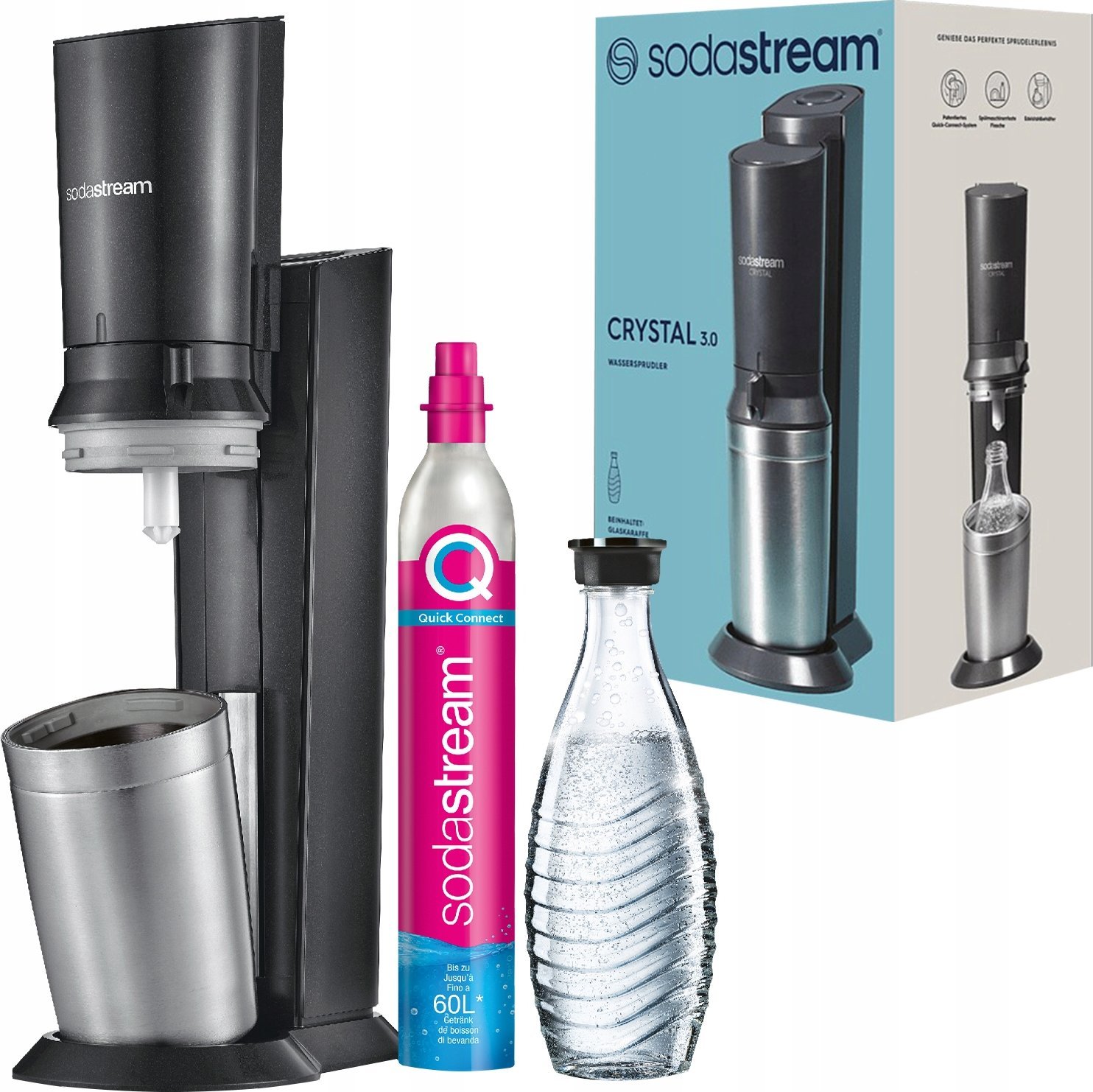 Saturator Sodastream Crystal 3.0 + 1 butelka + gaz Czarny