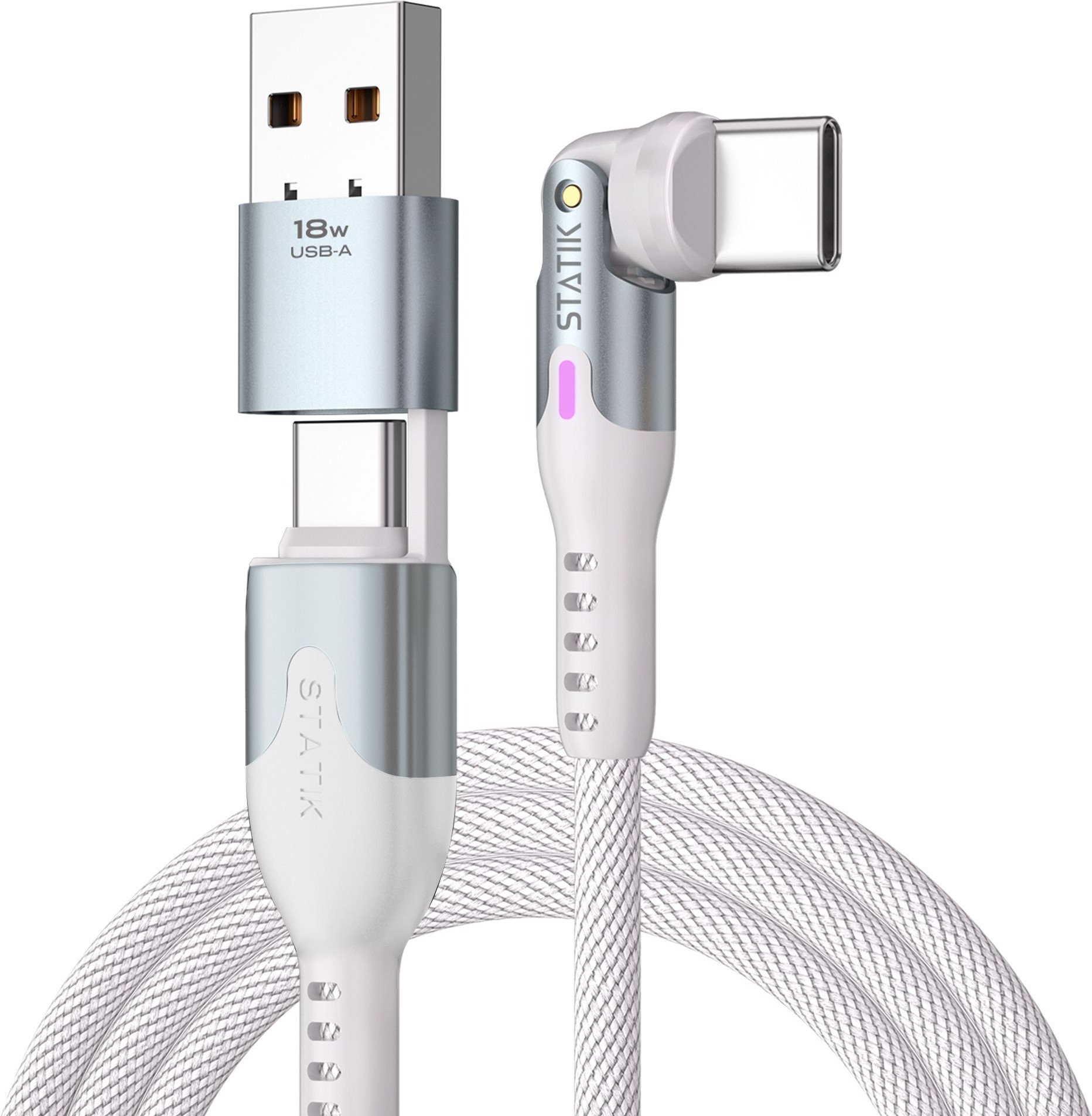 Kabel USB STATIK USB-A + USB-C - USB-C 3 m Biały
