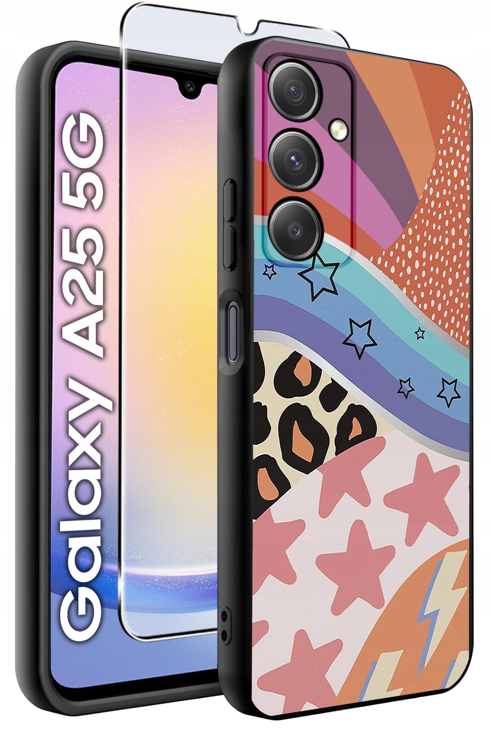 ETUI do Samsung A25 5G WZORY | SILIKONOWE MATT CASE + SZKŁO HARTOWANE 9H