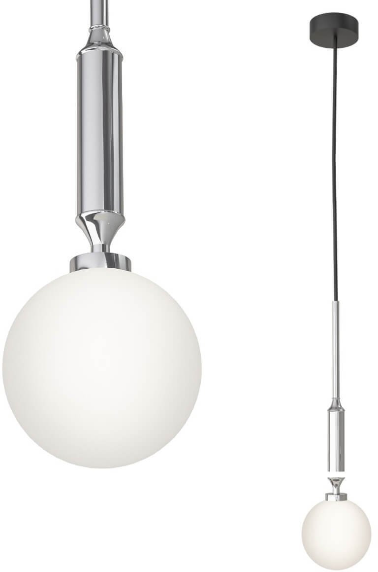 Nowoczesna lampa do biura Ero I szklana kula biała chrom