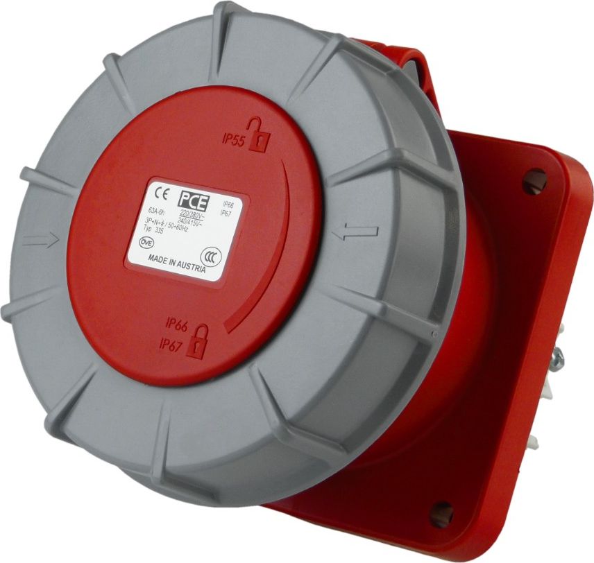 XBS Gniazdo montażowe 63A CEE podtynkowej proste Twist skręcie 5P 6h IP66 tablicowe Typ 335 PCE 0182