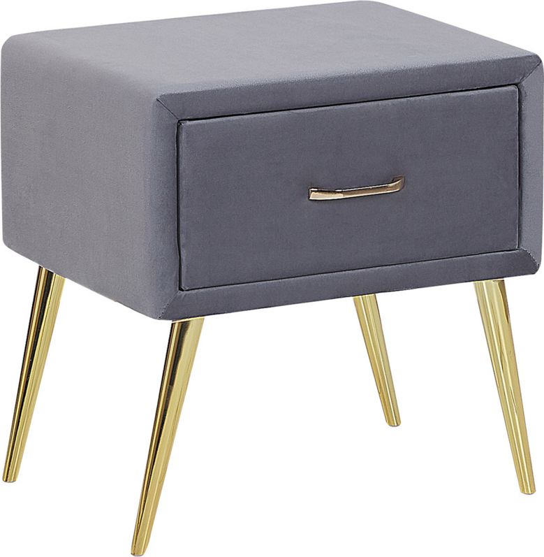 Beliani Szafka nocna welurowa szara FLAYAT