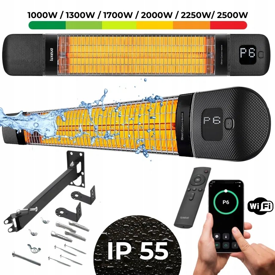 Sunred Podczerwieni grzejnik Tora - WiFi 2500W, czarny