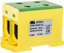 EM Group Złączka szynowa 2-torowa 35-240mm2 żółto-zielona EURO multiOTL 240 2xAl/Cu (607240 E)