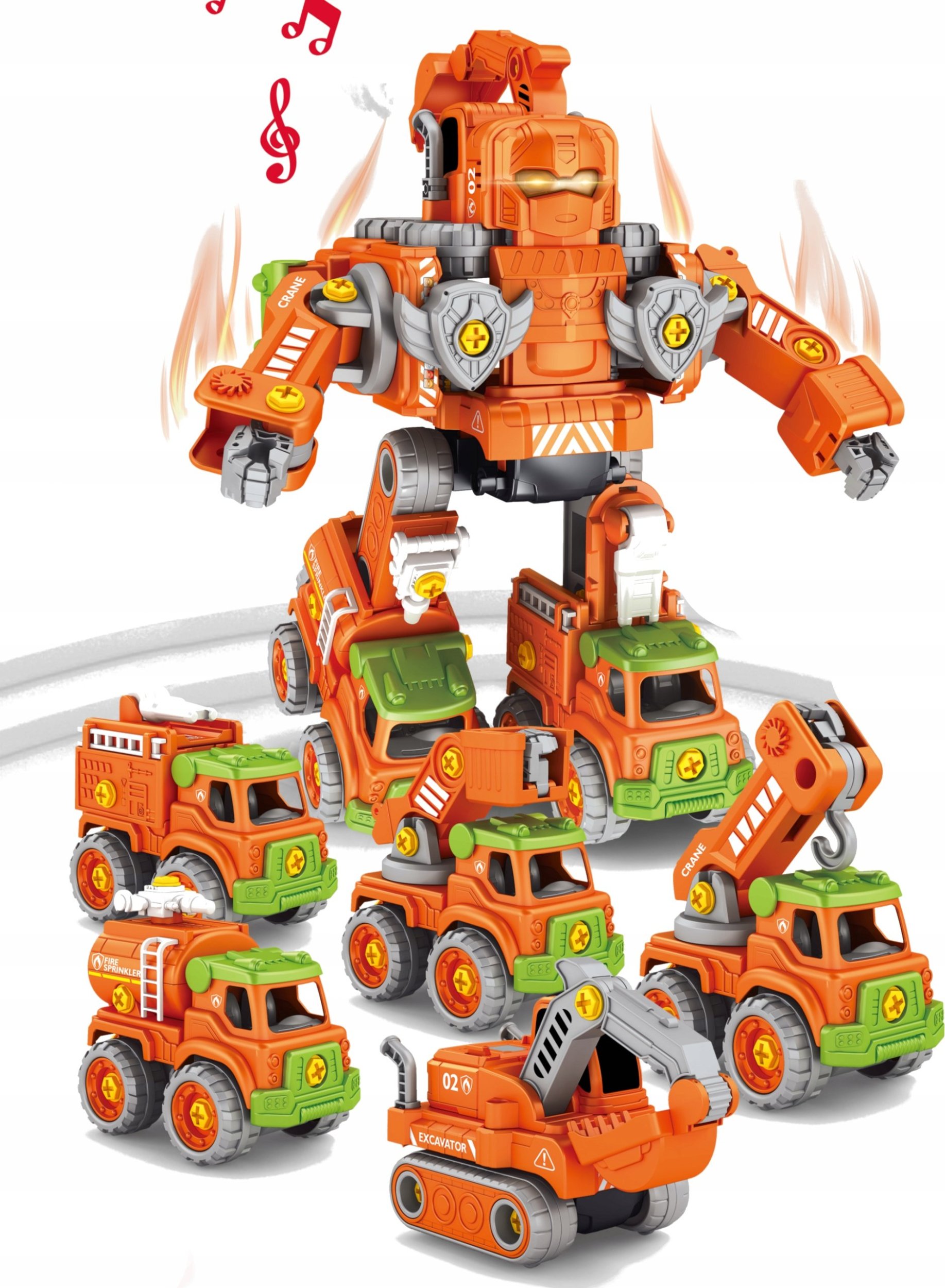 OWL-TECH AUTO ROBOT DO SKRĘCANIA 5w1 LED TRANSFORMER XXL ZABAWKA KONSTRYKCYJNA