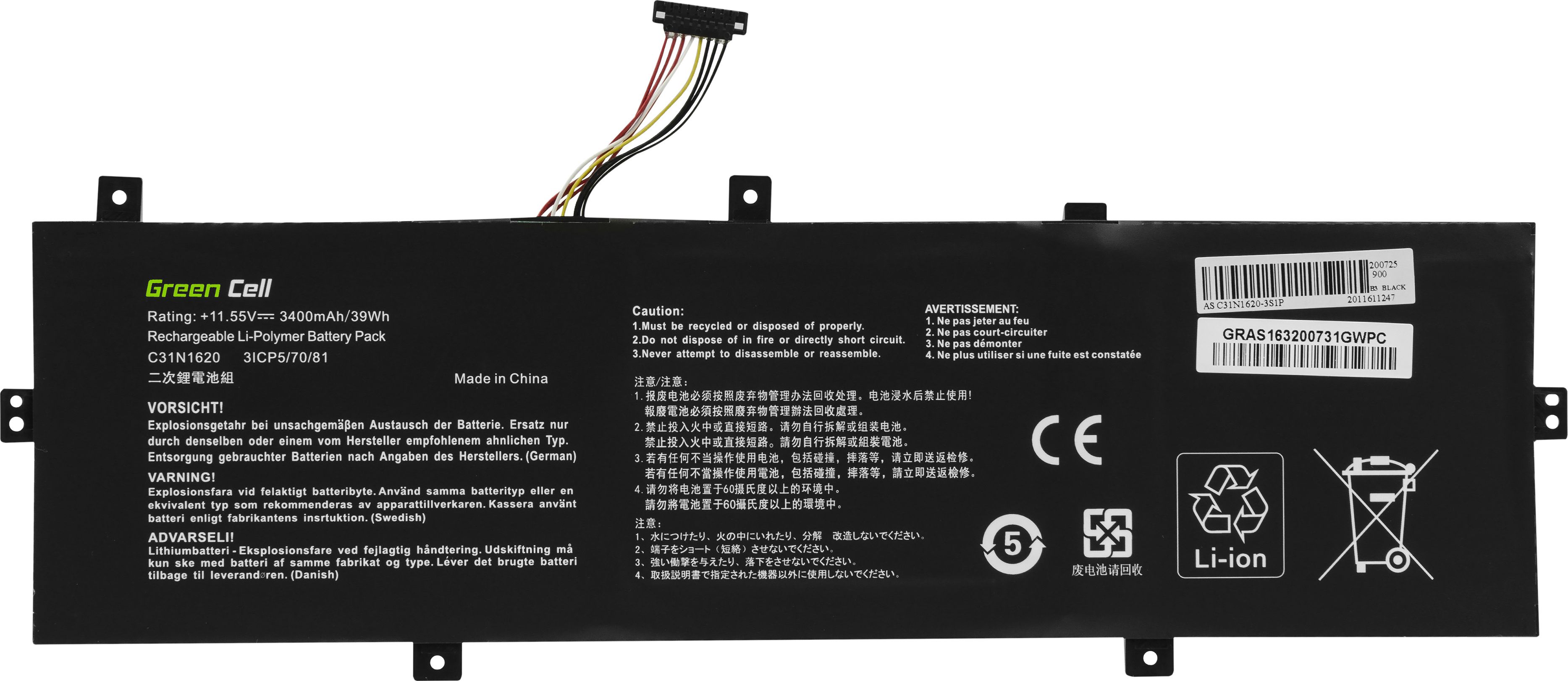 Bateria Green Cell C31N1620 (AS163)