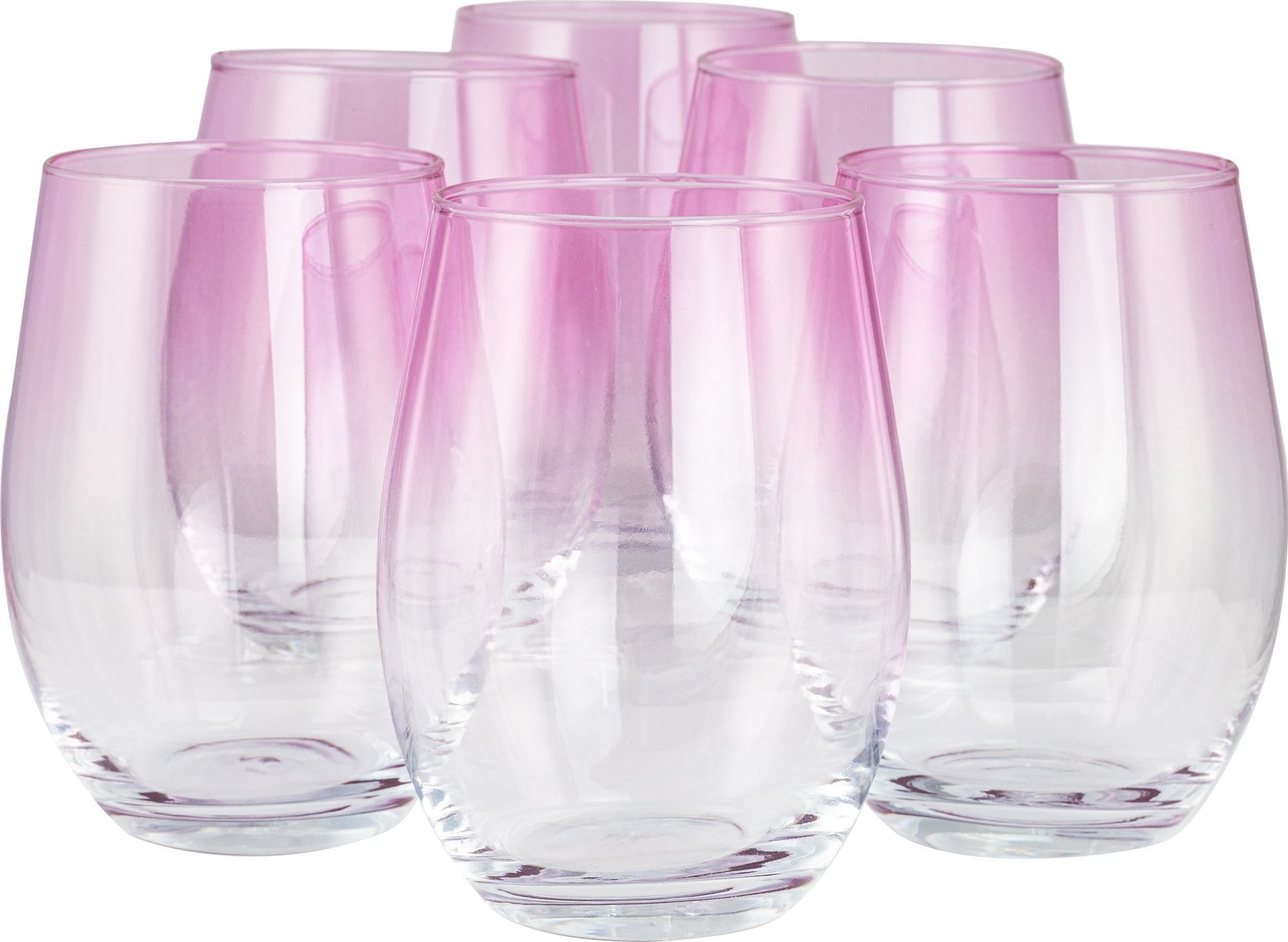 Trend Glass Szklanki do wody i napojów Phoebe ombre różowe 624 ml