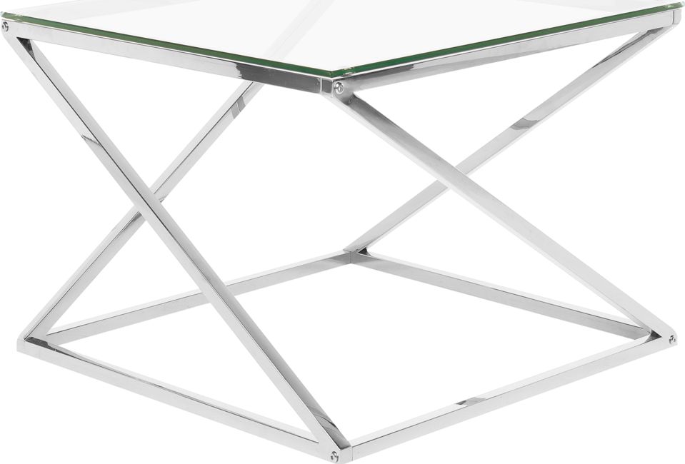 Beliani Stolik kawowy szklany srebrny BEVERLY