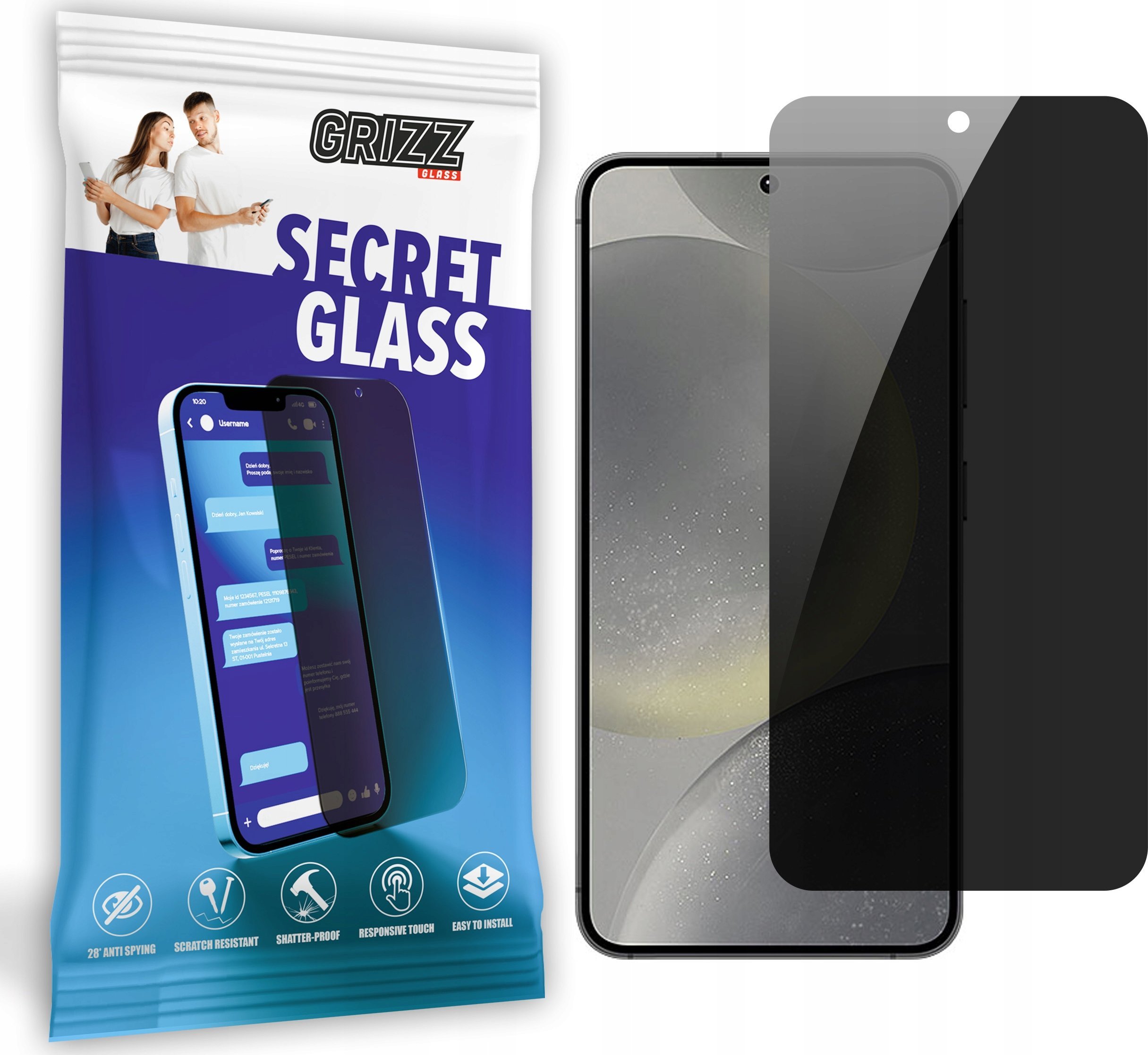 GrizzGlass Szkło prywatyzujące GrizzGlass SecretGlass do Samsung Galaxy S24