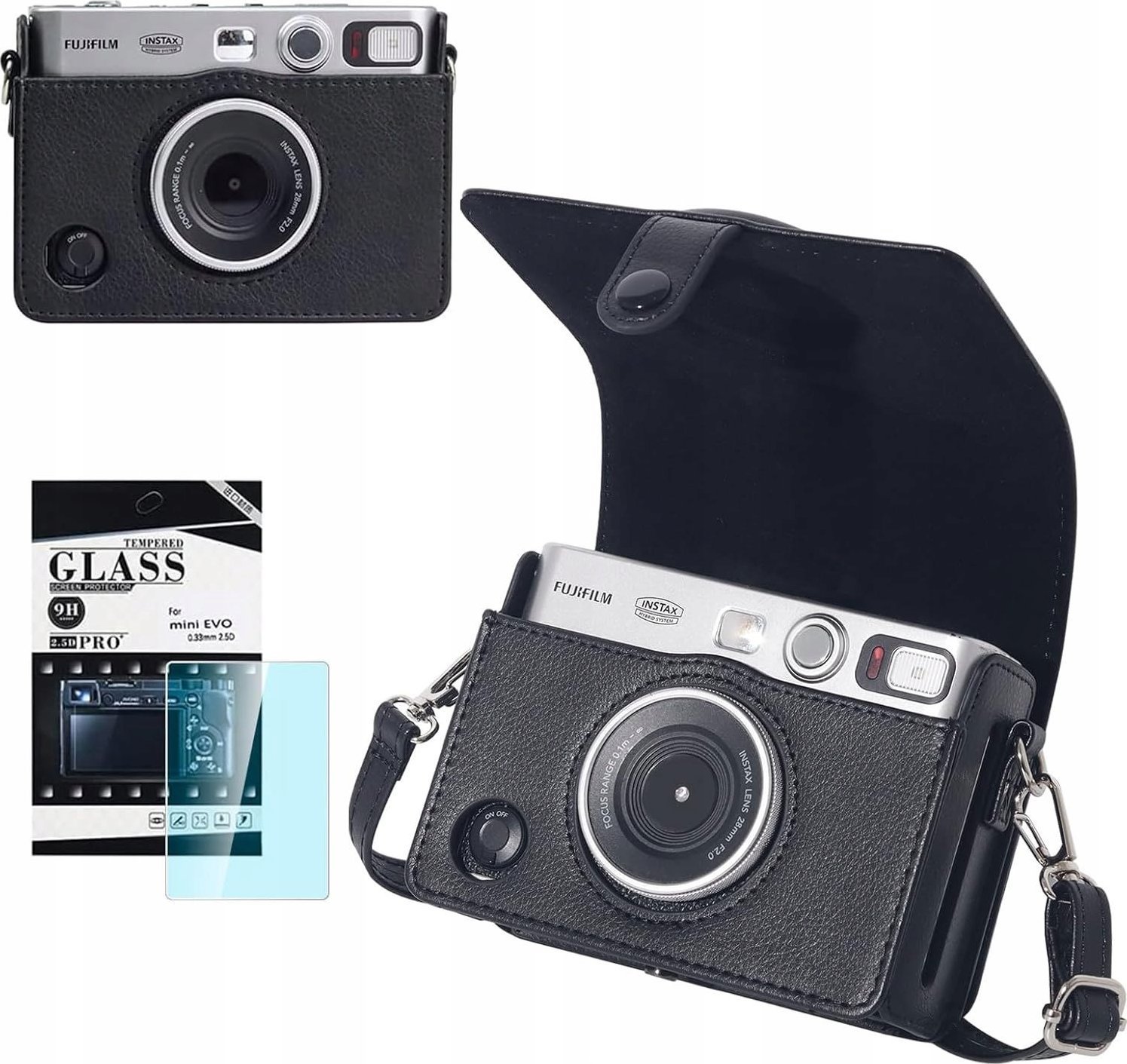 2w1 Etui Pokrowiec Futerał Case + Osłona / Szkło Na Lcd Szkło Do Fujifilm Instax Mini Evo