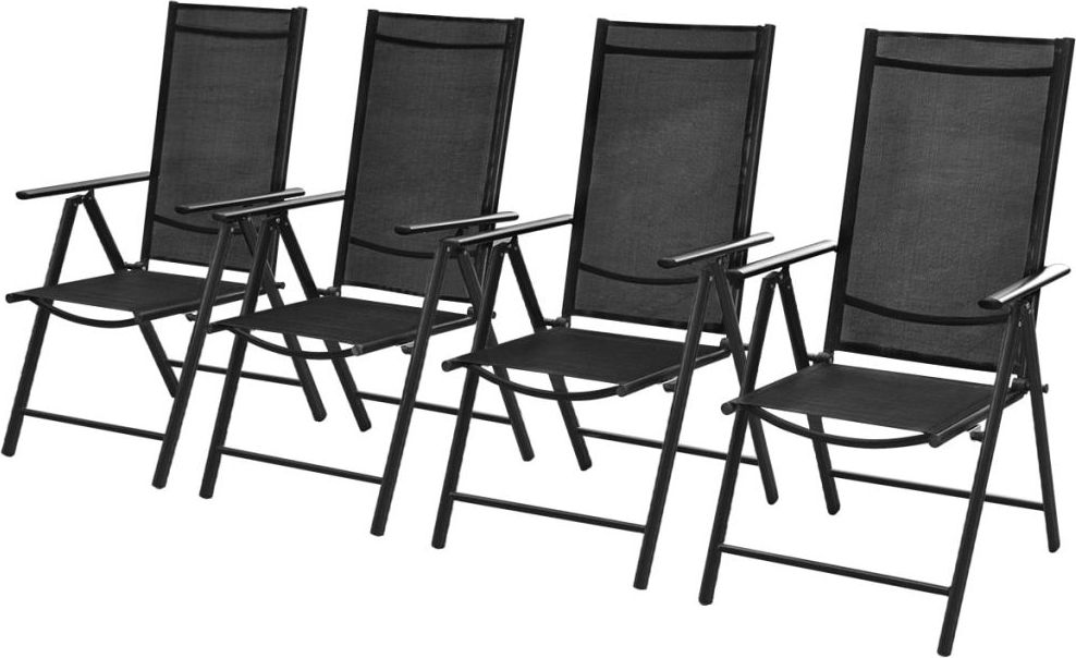 vidaXL Składane krzesła ogrodowe, 4 szt., aluminium/textilene, czarne