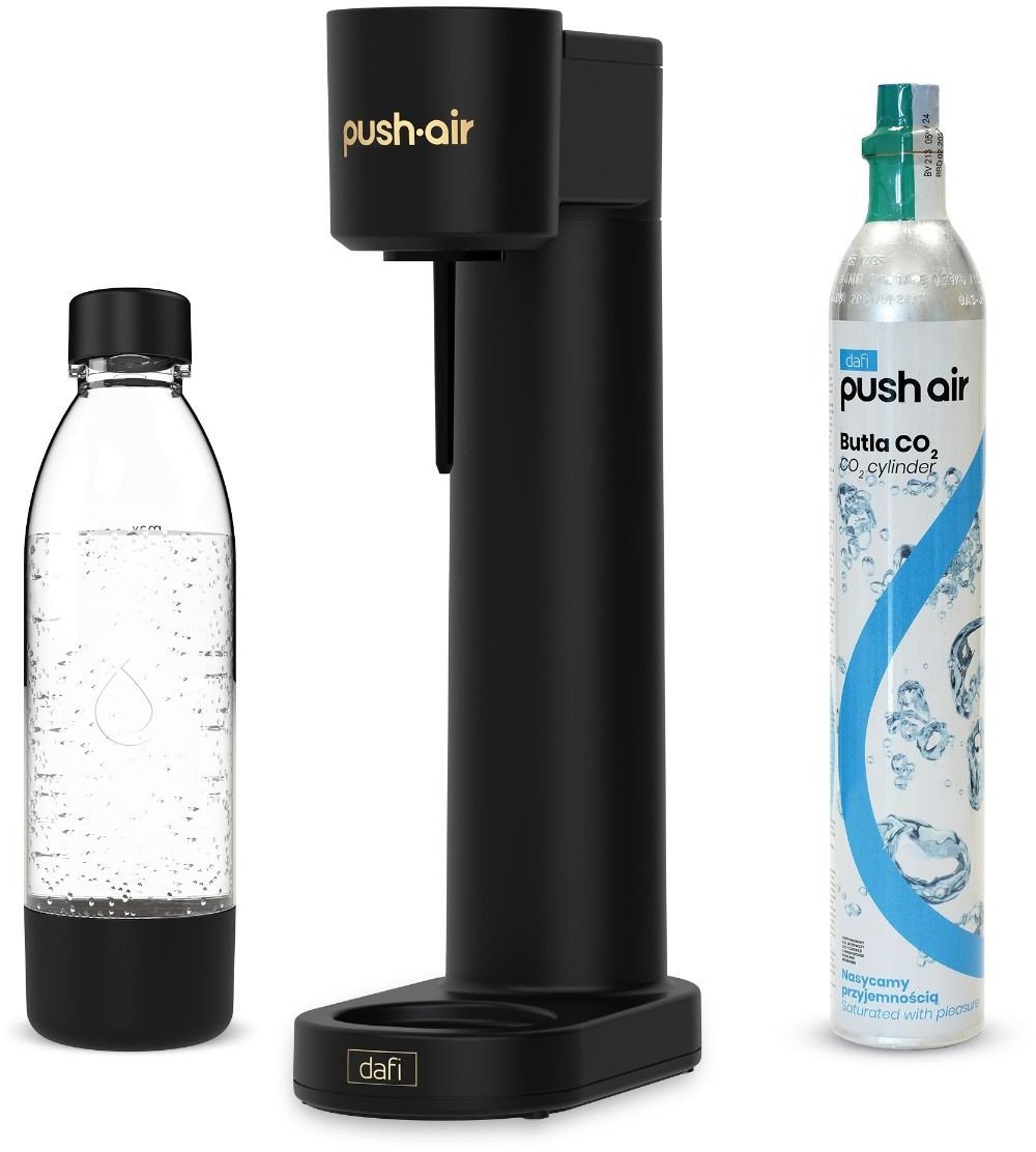 Saturator Dafi PushAir + butelka + gaz Czarno-złoty