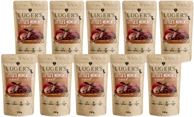 Karma mokra dla psów małych ras Luger's Little's Moments z przepiórką i żurawiną zestaw 10 x 150 g