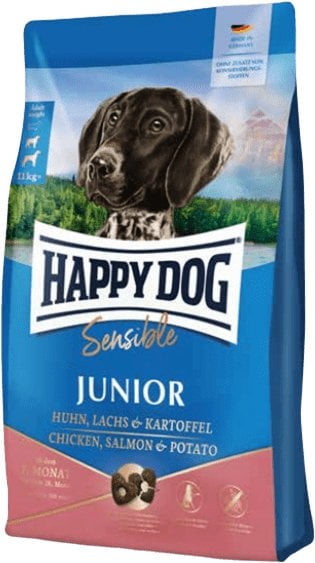 Happy Dog Sensible Junior, sucha karma, dla szczeniąt, 7-18 miesięcy, łosoś i ziemniak, 4 kg