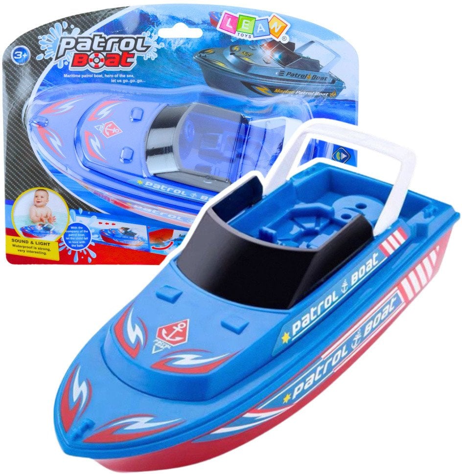 Łódź Patrolowa Na Baterie Zabawka Do Kąpieli Światła Dźwięki Niebieska