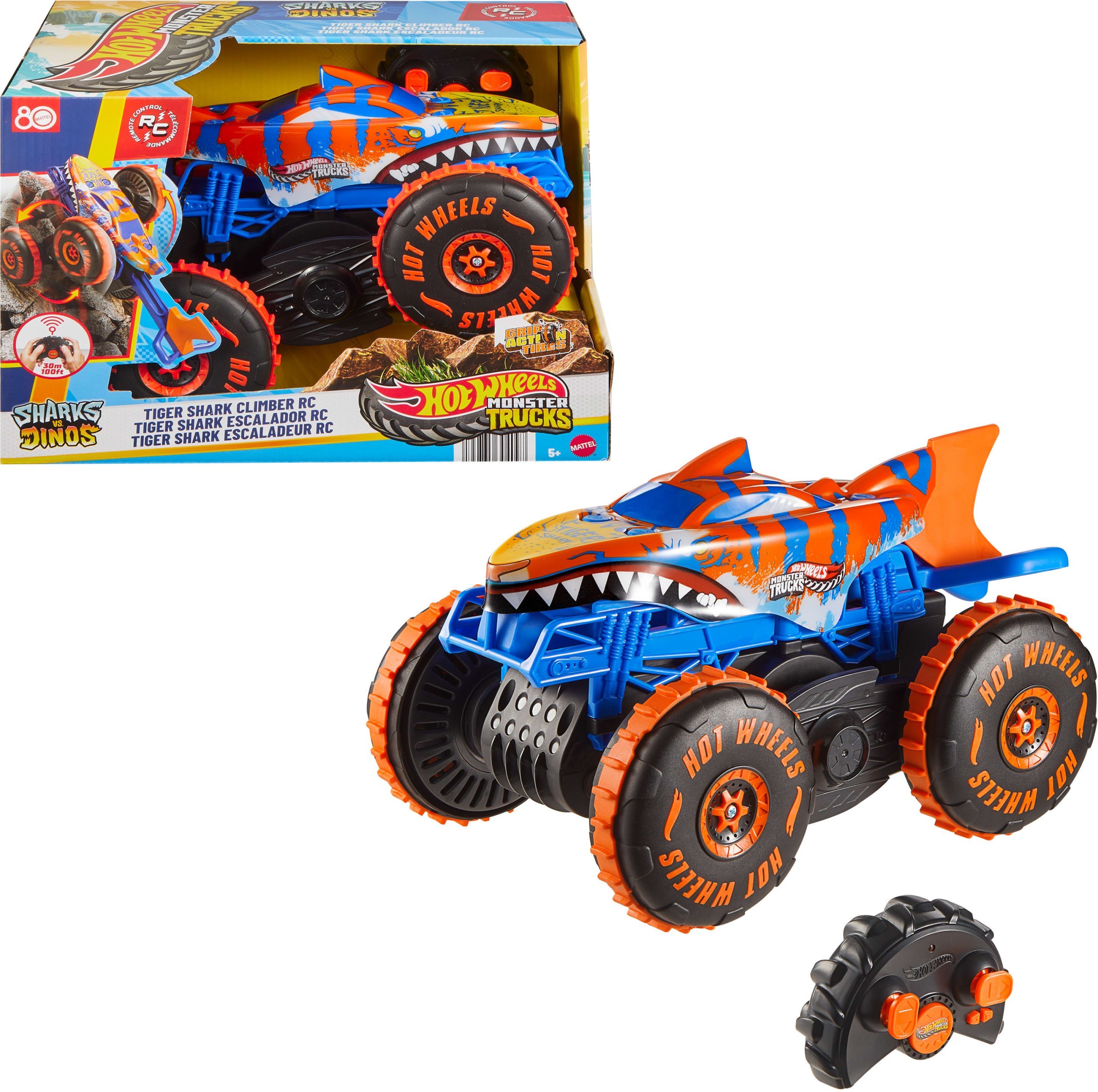 Hot Wheels Monster Trucks RC Tiger Shark Wspinacz 1:15 Pojazd zdalnie sterowany JFR39