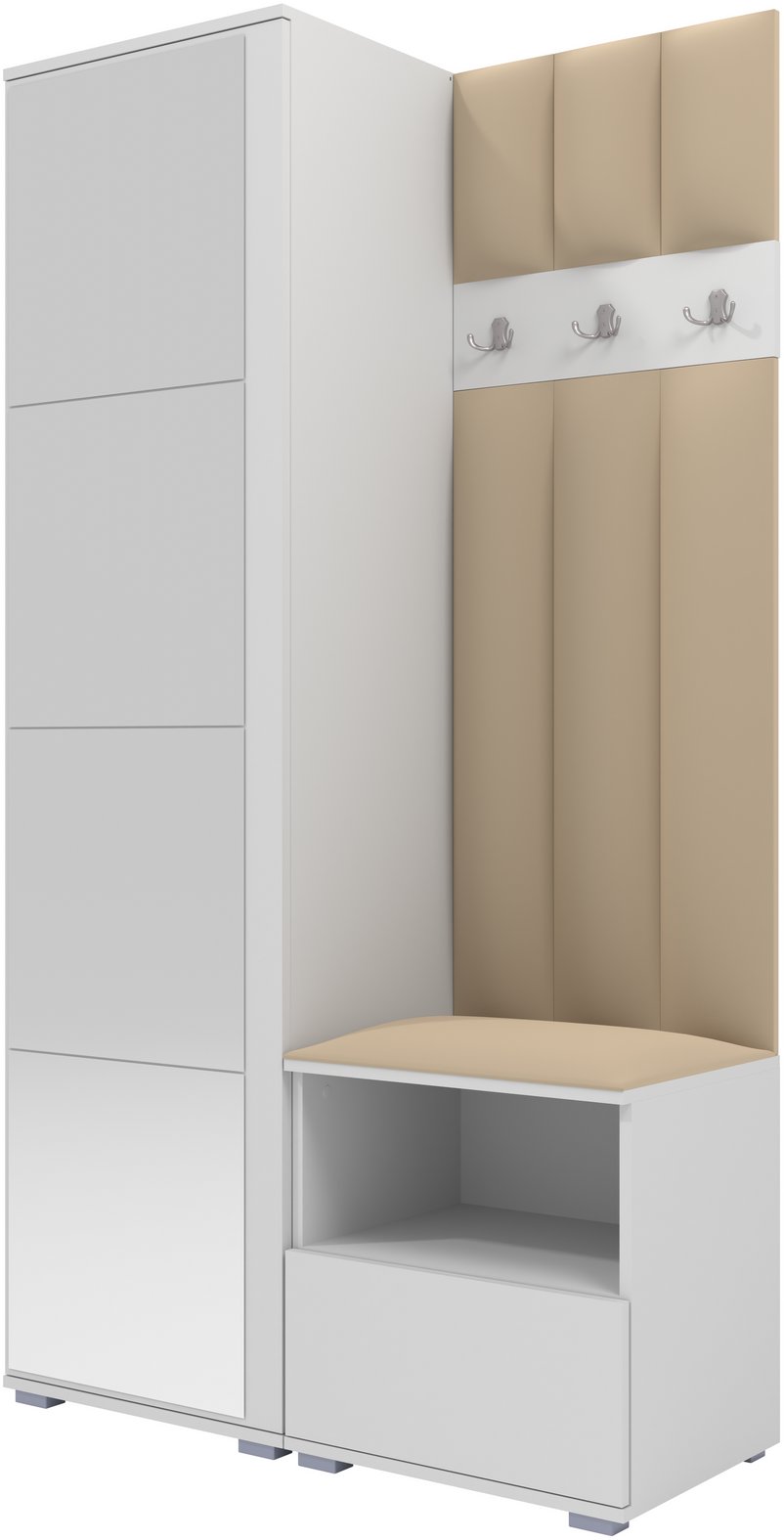 Tapicerowana garderoba Nela I LUX z lustrem - kolor biały + tkanina Trinity 04