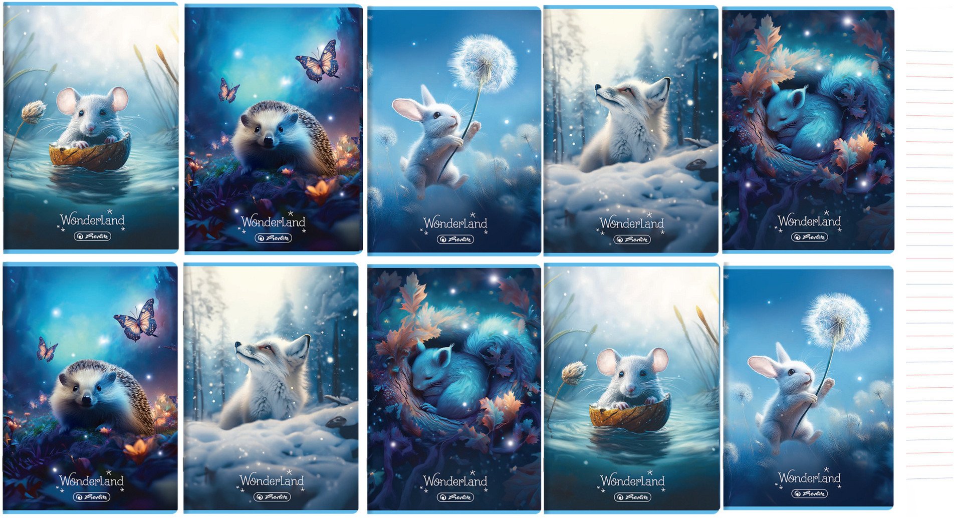 Zeszyt A5 32 kartki podwójna linia kolorowa 3linie 70g Wonder 10szt HERLITZ